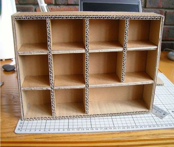 DIY Storage Organizer Rack from Cardboard Box