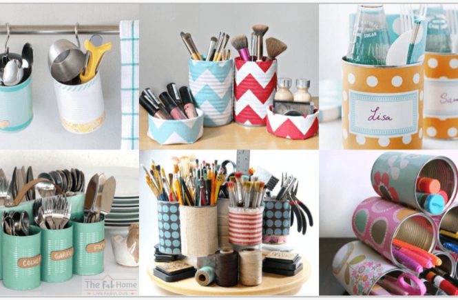 Do you have empty cans lying around? Whatever size of tin cans you have, make use of them with these 20 Super Smart Ways to Organize with Tin Cans!
