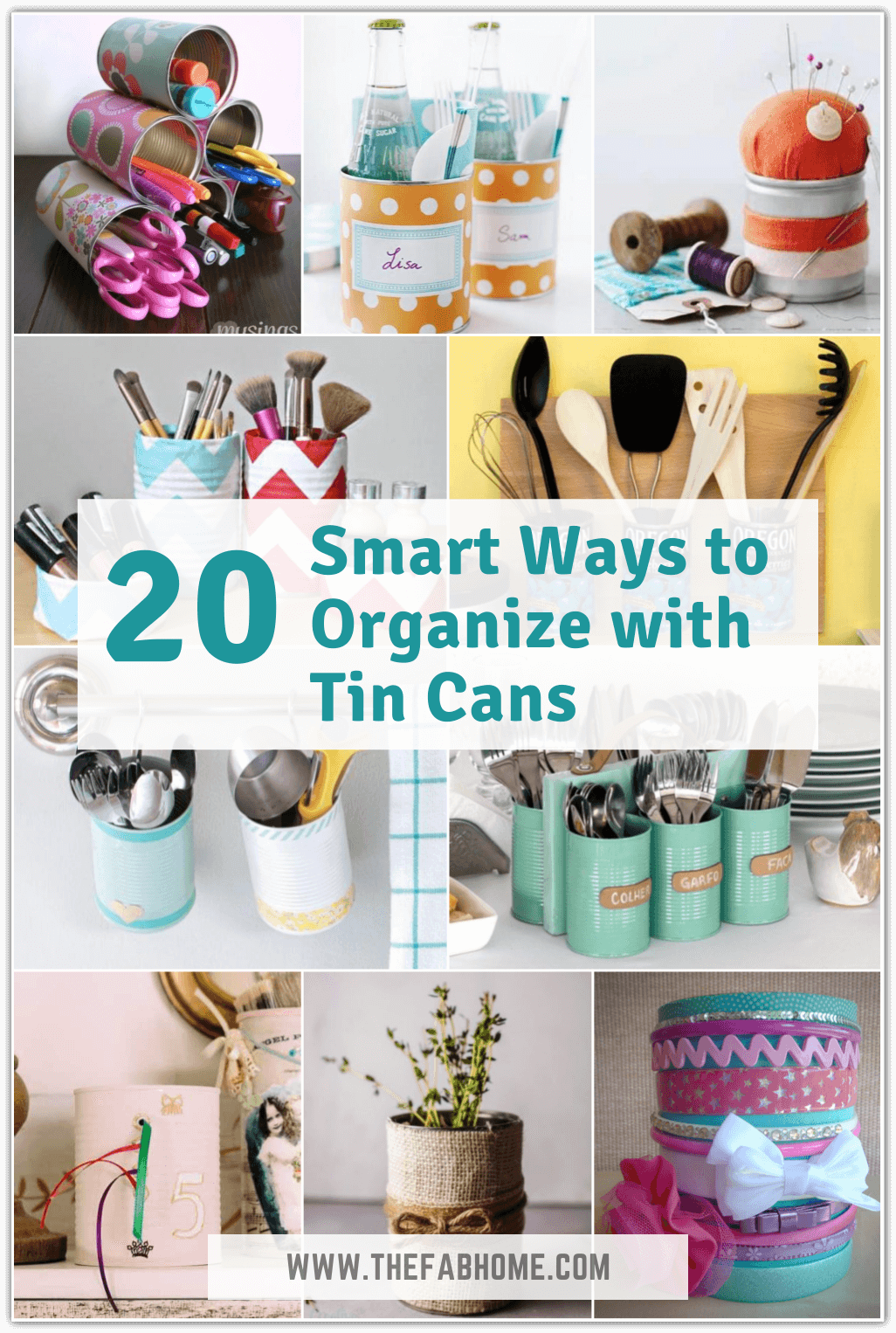 Do you have empty cans lying around? Whatever size of tin cans you have, make use of them with these 20 Super Smart Ways to Organize with Tin Cans! 
