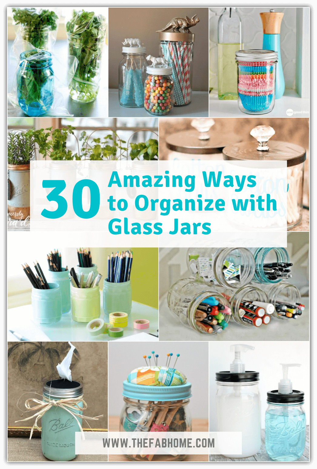 If you're ending up with glass jars and don't know what to do with them, check out these Amazing Ways to Organize with Glass Jars, all around your home!